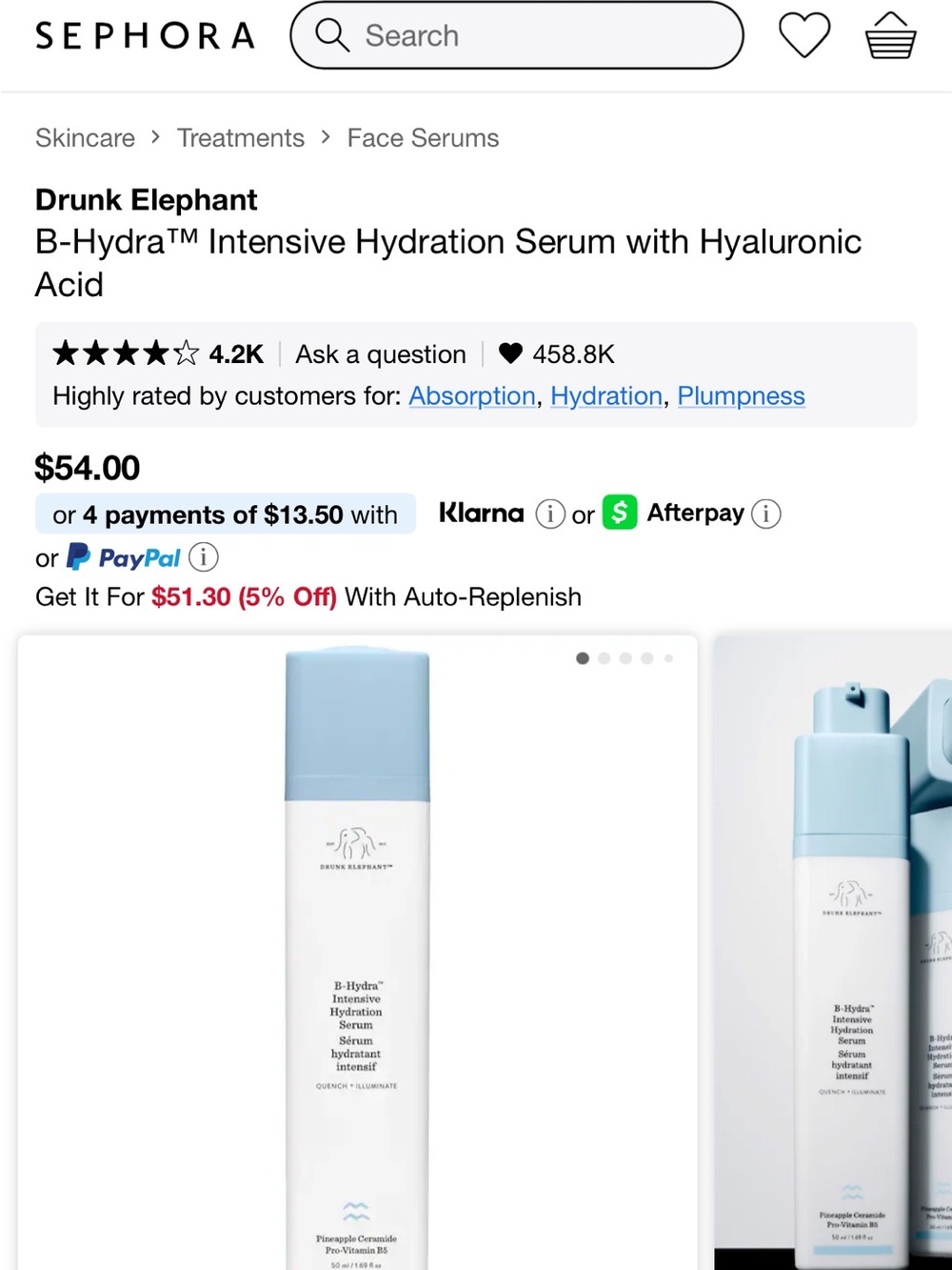 Drunk Elephant 
B-Hydra™ Intensive Hydration Serum with Hyaluronic Acid